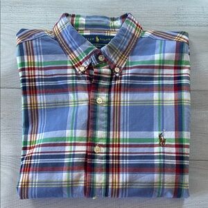 Polo Ralph Lauren Long Sleeve Button Oxford‎ Madras Multicolor Plaid Shirt Sz M